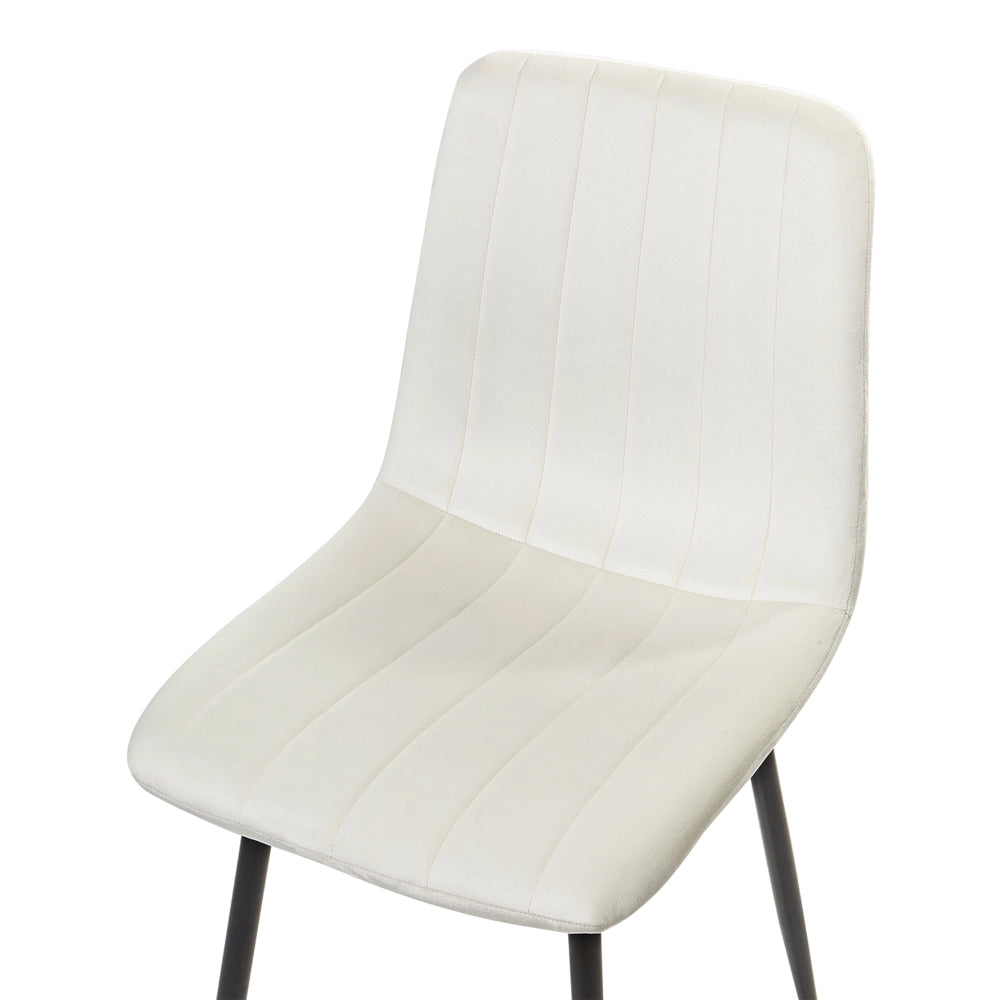 Set di 4 sedie da pranzo in velluto   bianco sporco Gambe in ferro stile moderno