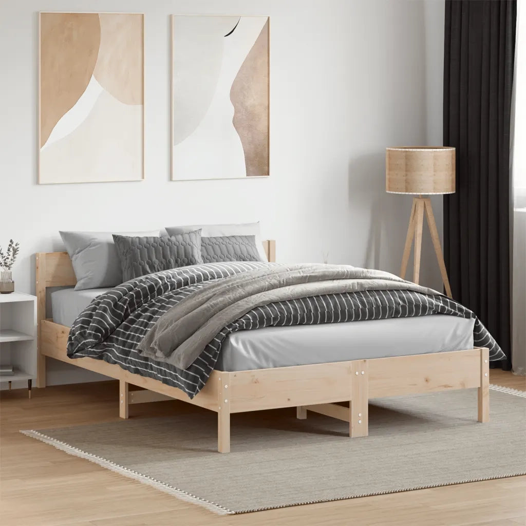 Letto senza Materasso 140x190 cm in Legno Massello di Pino 842766