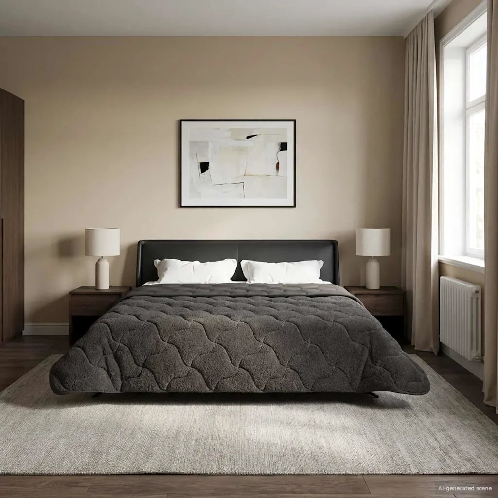 Duvet Estivo Antracite 220 x 260 cm Microfibra e Fleece Teddy
