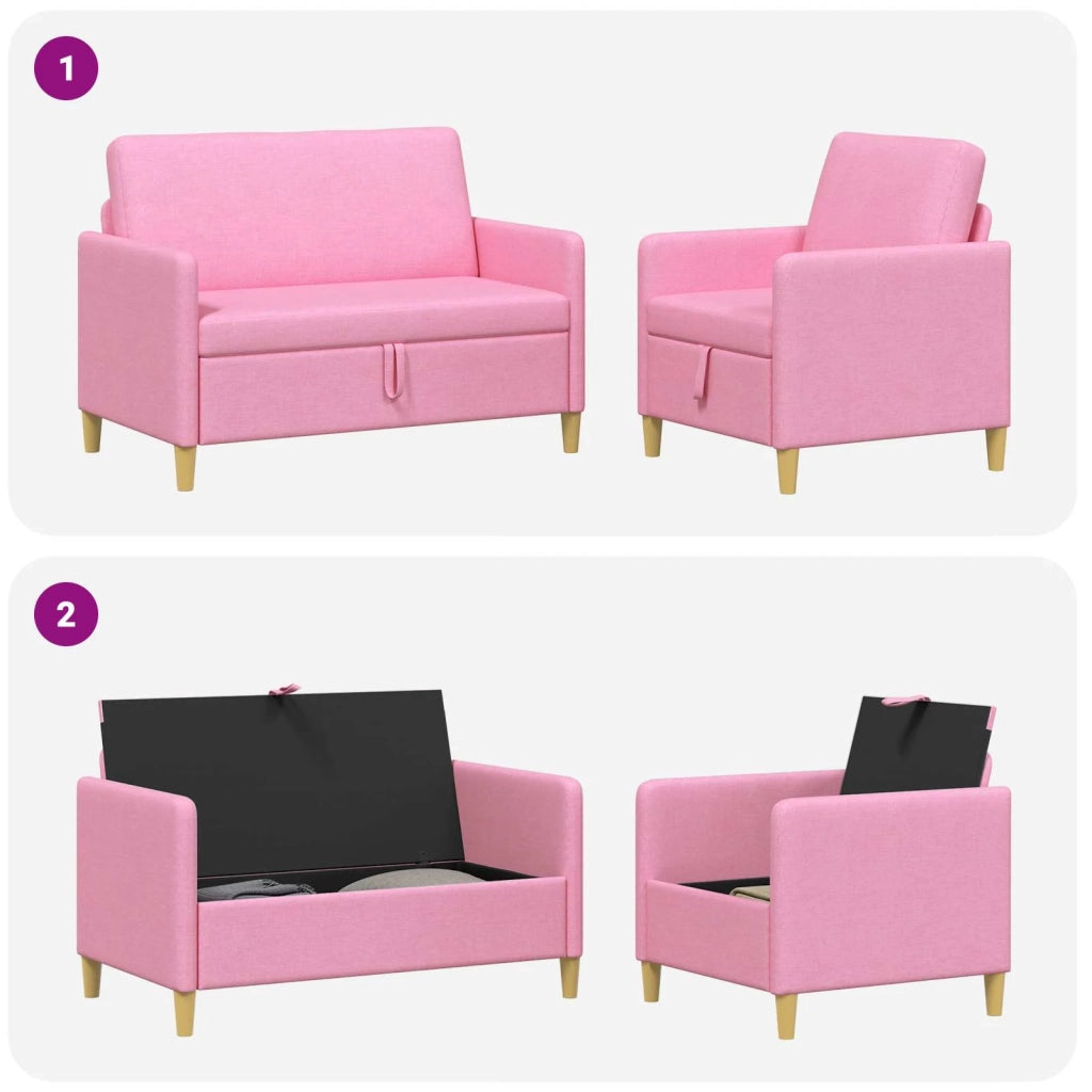 Set di Divani con Storage 2 pcs Rosa Poliestere 3429160