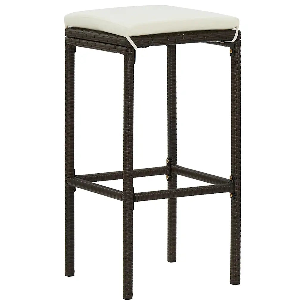 Sgabelli da Bar con Cuscini 6 pz Marroni in Polyrattan 313448