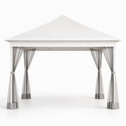 Gazebo Pieghevole Da Giardino Con Teli Zanzariera Laterali Copertura Oxford UV50+ Telaio Regolabile Pop Up Con Borsa Trasporto Outdoor 360 x 360 x 310 Cm Bianco