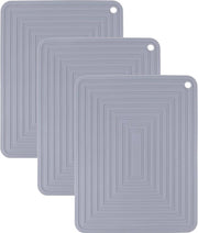 Set da 3 pezzi di supporti in silicone da 30 x 25 cm per pentole e padelle Resistenti al calore, placemats e pannelli termoresistenti per il piano di lavoro, antiscivolo, asciugano, grigio