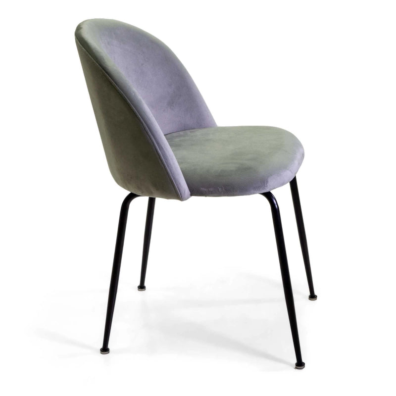 Sedia velluto Sammi grigio struttura nero cm 50x57h47/77,5