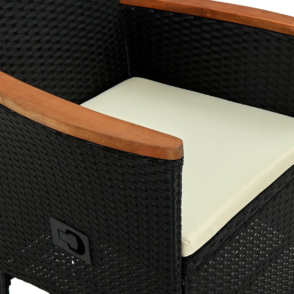 Set da Pranzo da Giardino 7 pz in Polyrattan e Acacia Nero 47681
