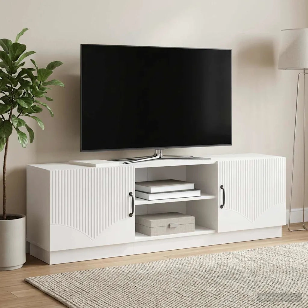 Mobile TV Bianco Lucido 150 x 31 x 47 cm Legno ingegnerizzato 895379