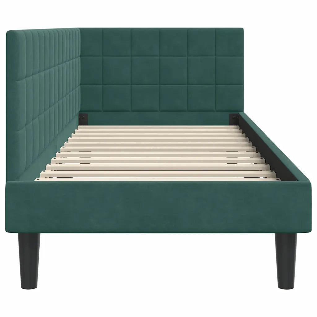 Cornice del letto ad angolo Verde Scuro 80 cm x 200 cm Velluto