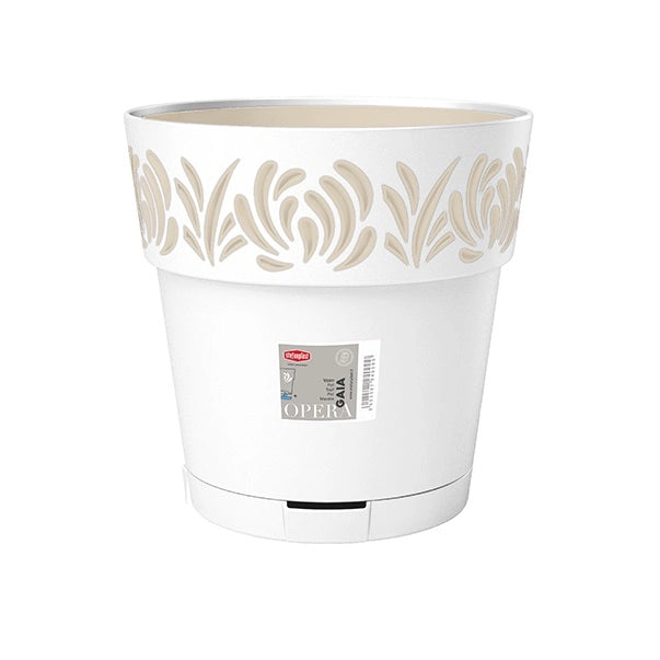 Vaso da Giardino Tondo Opera Gaia Bianco e Travertino 30 x 29 cm Stefanplast