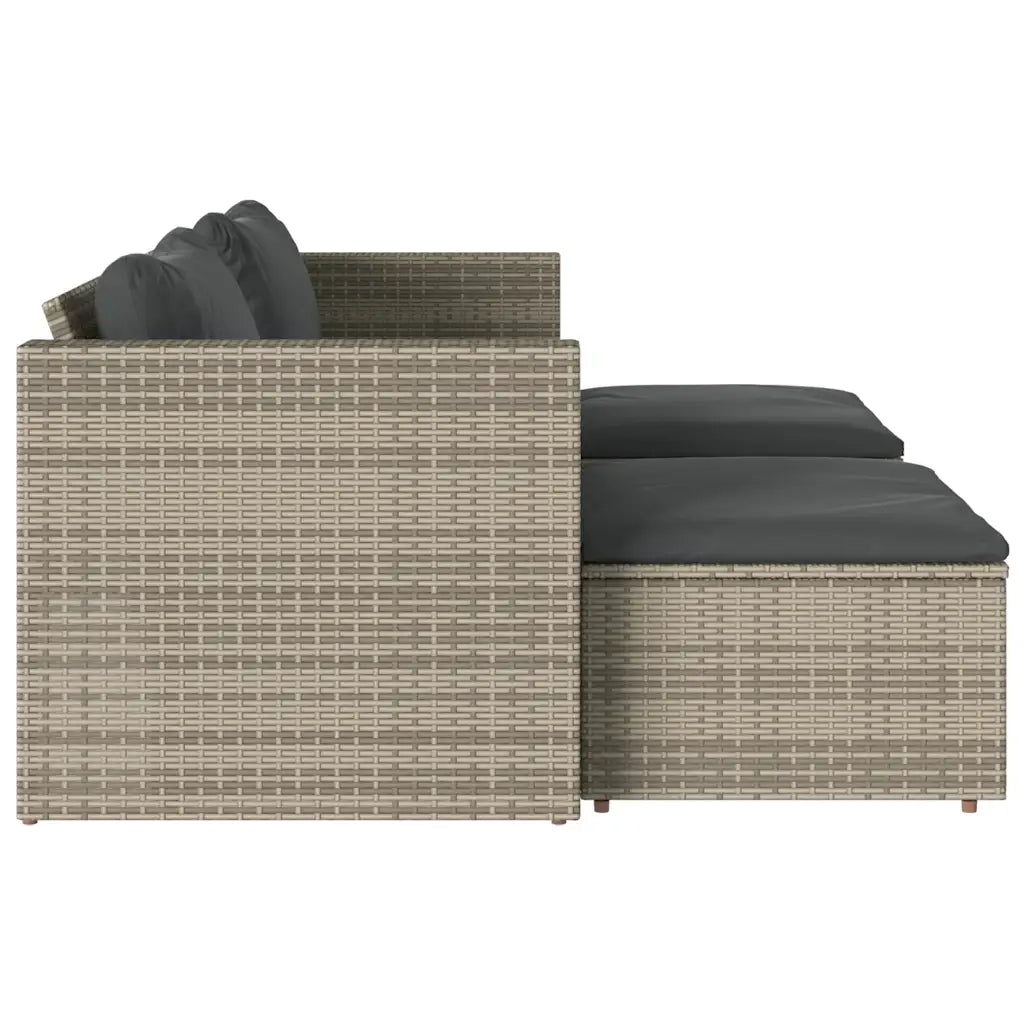 Set Divano Giardino 5 pz con Cuscini-Sofa da Giardino-Divanetto da esterno Grigio Polyrattan Acacia 154688