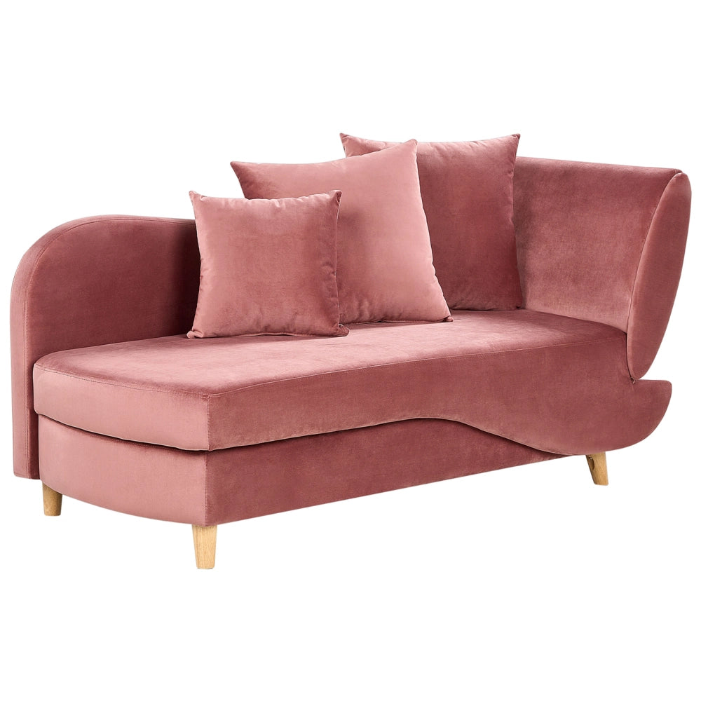 Chaise Longue in velluto grigio chiaro lato destro con contenitore stile moderno soggiorno