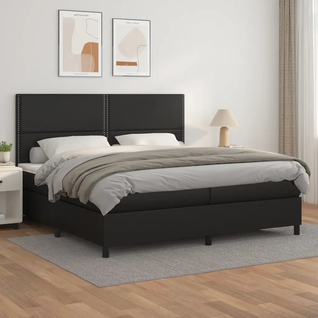 Giroletto a Molle con Materasso Nero 200x200 cm in Similpelle 3142803