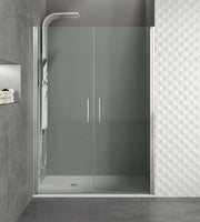 Box doccia frontale OPEN 2 porte battenti Nero Trasparente 130 cm (65+65) 129-132 cm