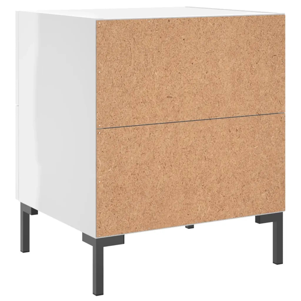 Comodini 2 pz-Set di 2 Tavolino da notte Bianco Lucido 40x35x47,5 cm in Legno Multistrato 669465