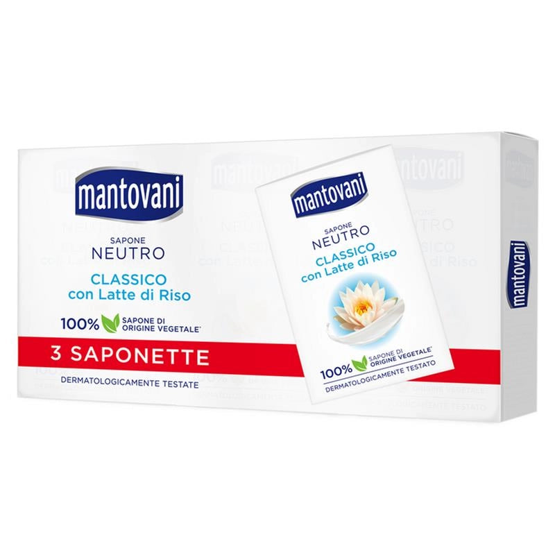 SAPONETTA MANTOVANI CLASSICA NEUTRA LATTE DI RISO 90GRX3