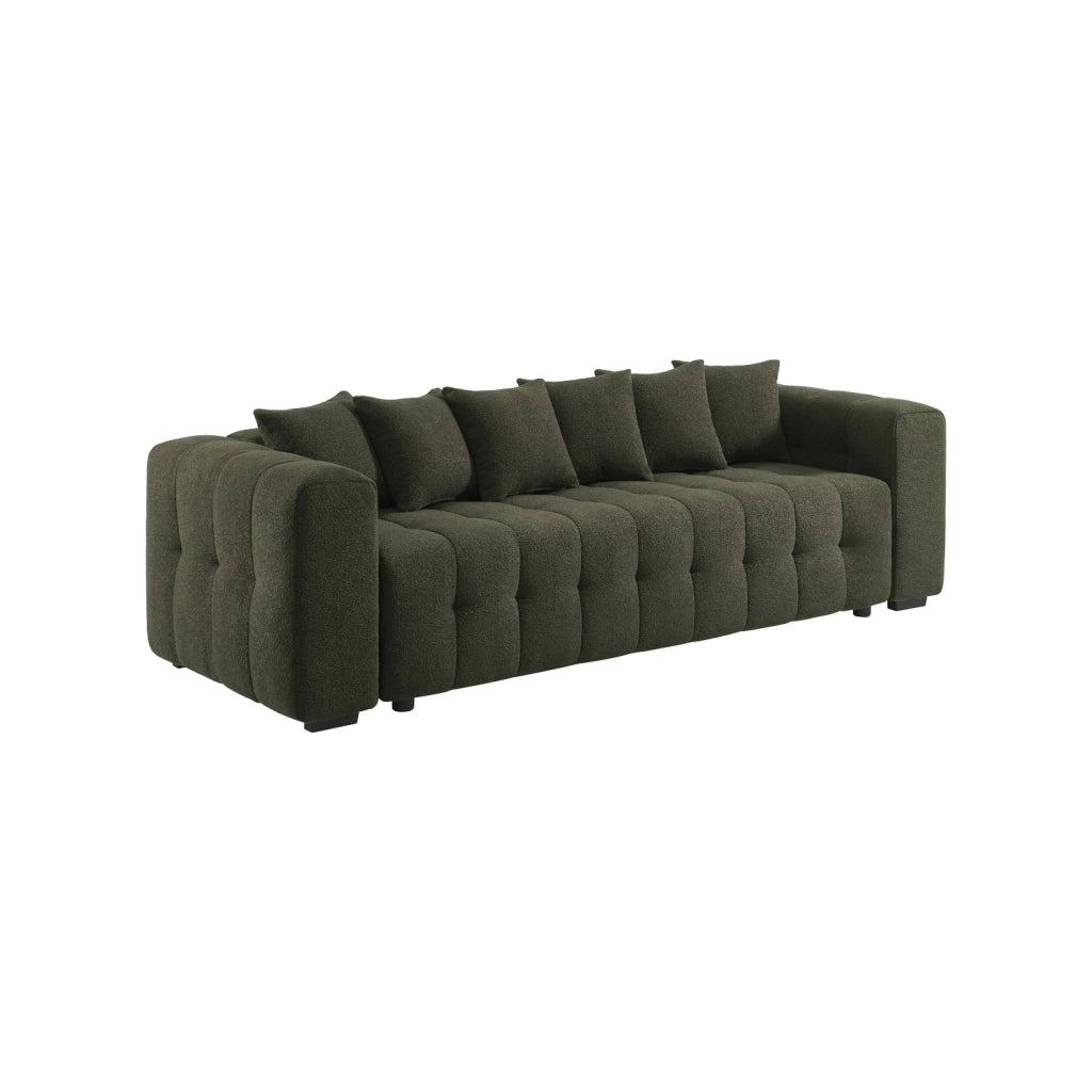 Divano letto in bouclé compresso testurizzato con contenitore, verde