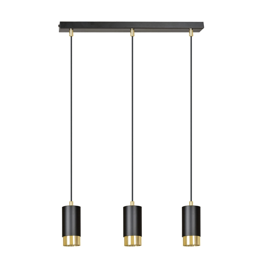Lampadario Emibig Fumiko 3xGU10 nero/oro metallo regolabile