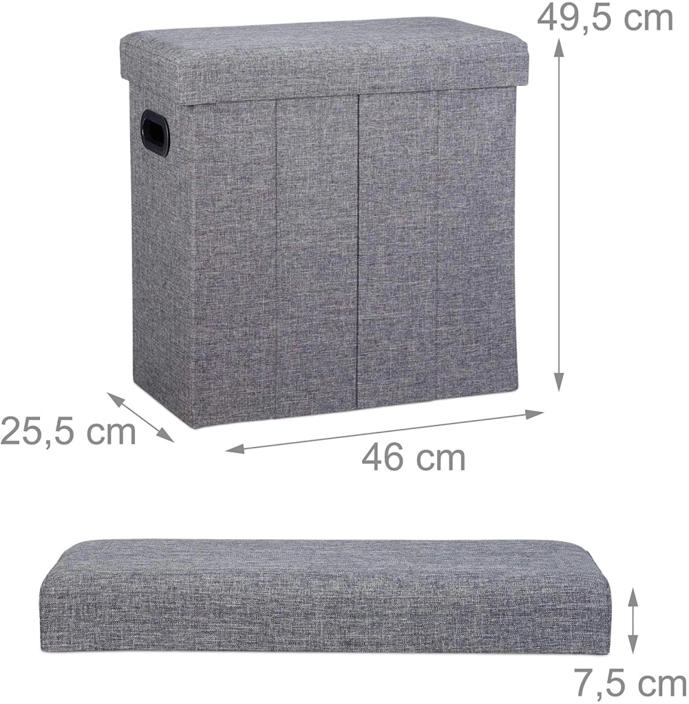 Sgabello panca pouf portaoggetti pieghevole panca 50 litri grigio 13_0002776_3