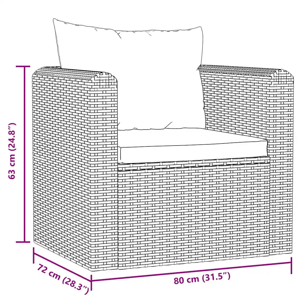 Poltrona con Cuscini in Polyrattan Nero cod mxl 73032