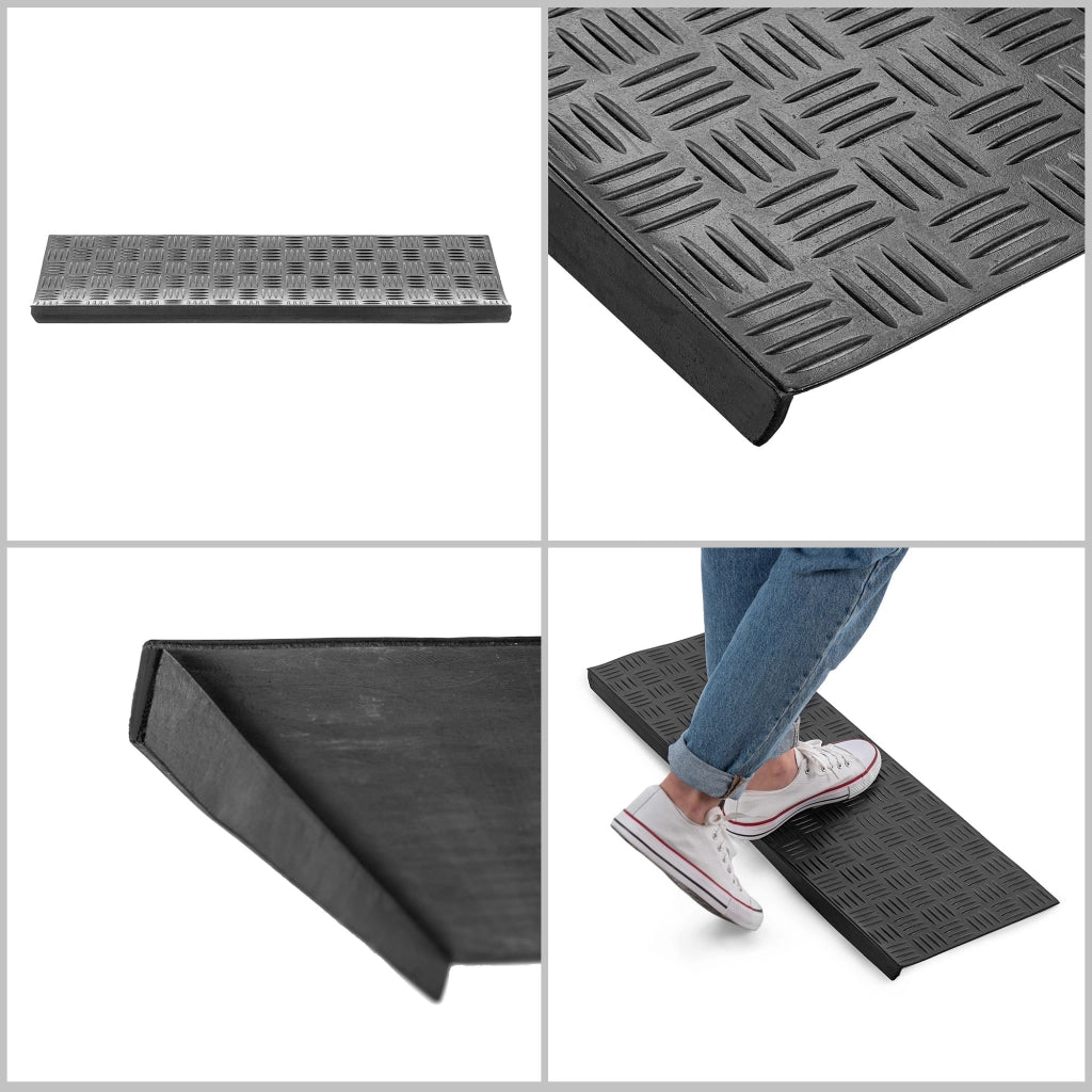 Tappetino per scale in gomma KADAX con bordo traforato, 75 cm, per esterni.