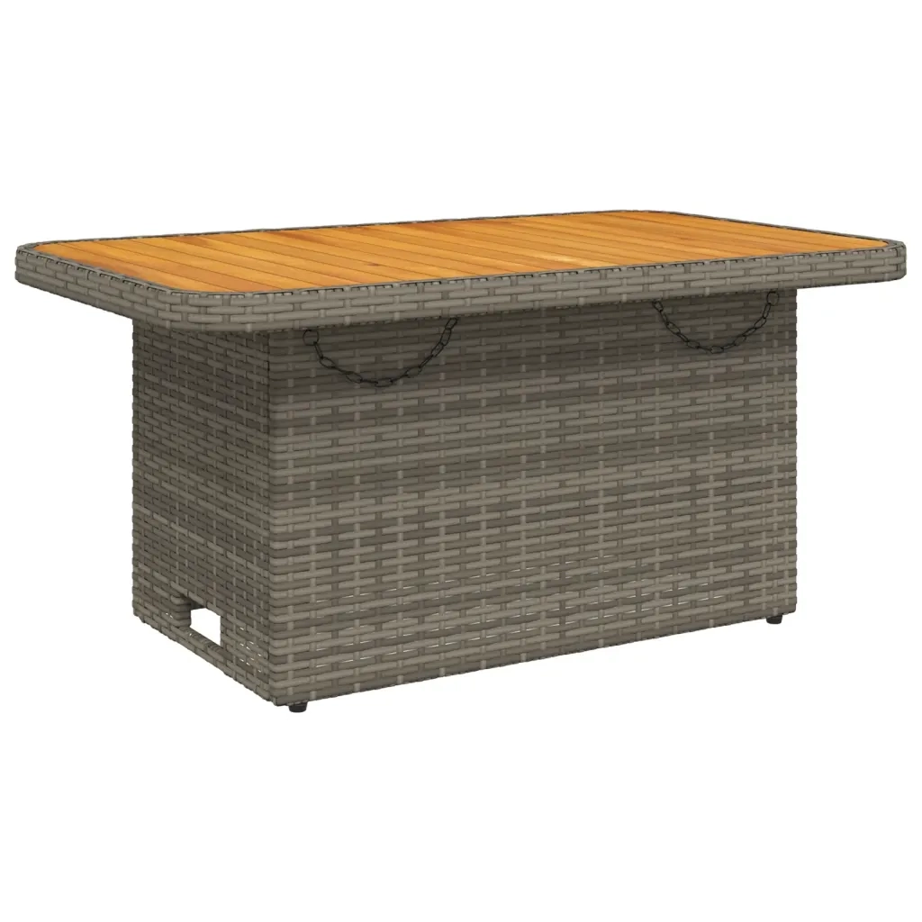 Tavolo Giardino Grigio 90x55x71 cm in Polyrattan e Legno Acacia 368276