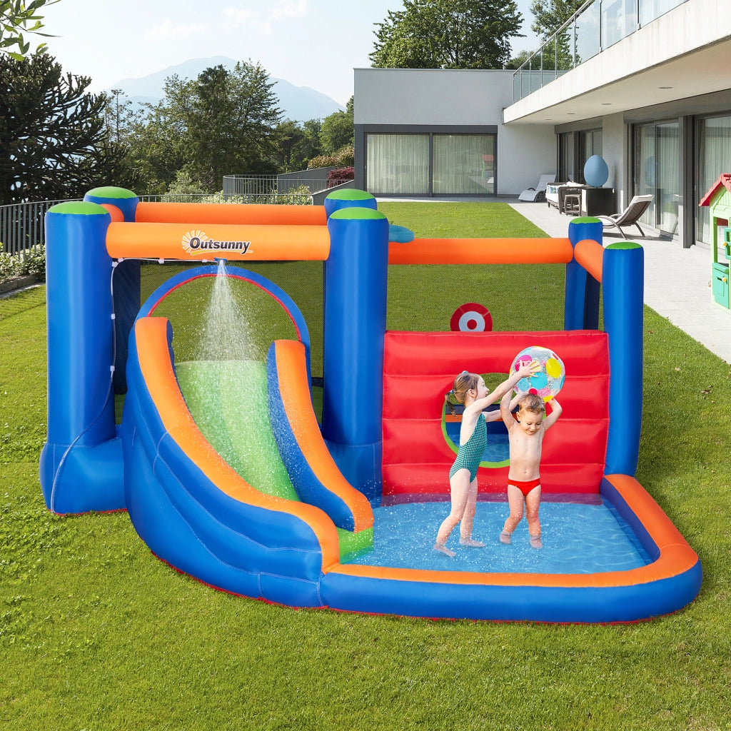Castello Gonfiabile per Bambini con Scivolo e Piscina ¨C zephmum ¨C 380x340x170cm