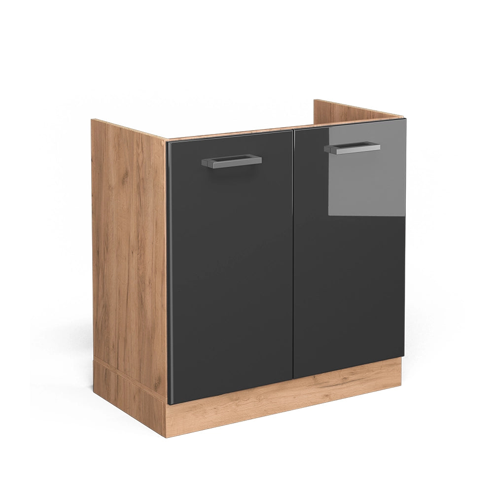 Vicco Mobile lavello cucina Antracite lucido 80 cm senza piano di lavoro
