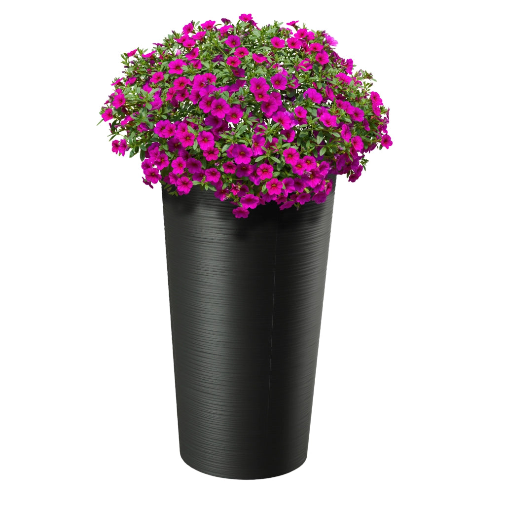 Vaso da fiori KADAX 26 cm con coperchio e inserto in plastica, colore grafite.