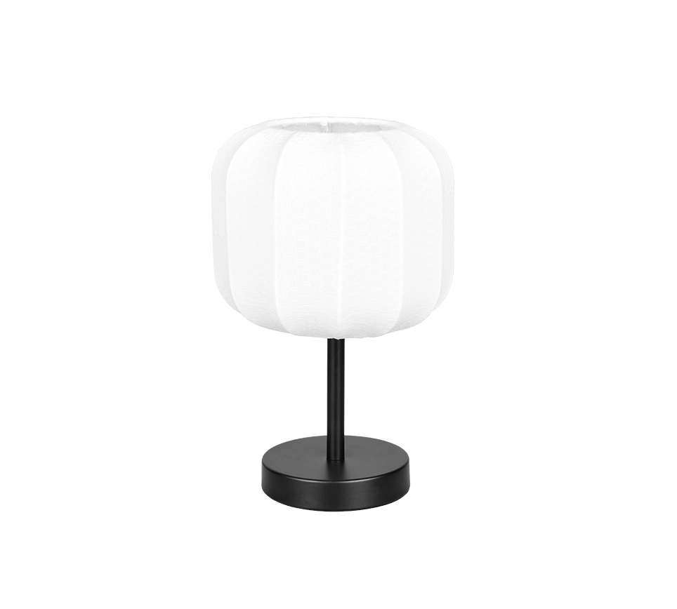 Lampada da tavolo, tessuto e metallo, bianco e nero, H 32 cm, Madeline