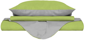 Copripiumino 1 Piazza e Mezzo con Sacco e Federe Doubleface Verde Acido/Grigio Chiaro