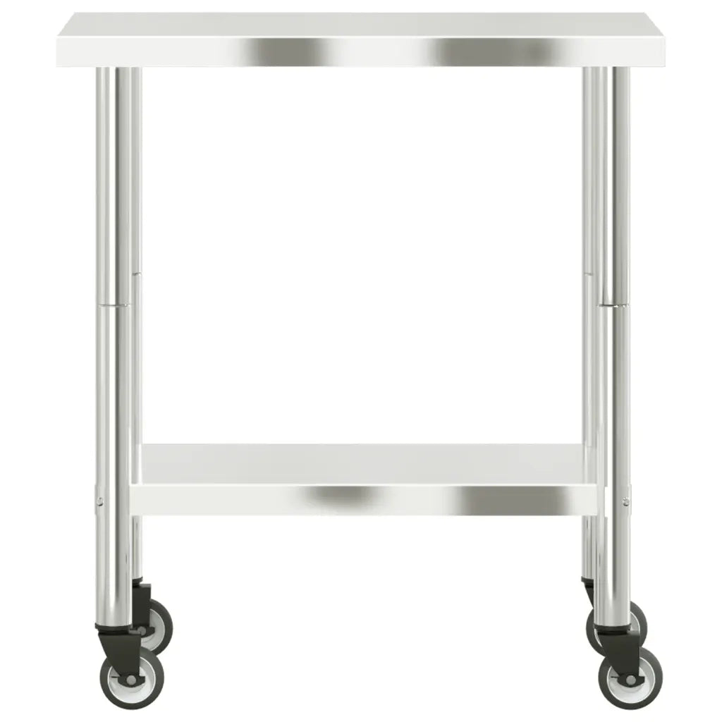 Tavolo da Lavoro Cucina con Ruote 82,5x55x85 cm in Acciaio Inox CFW8527361