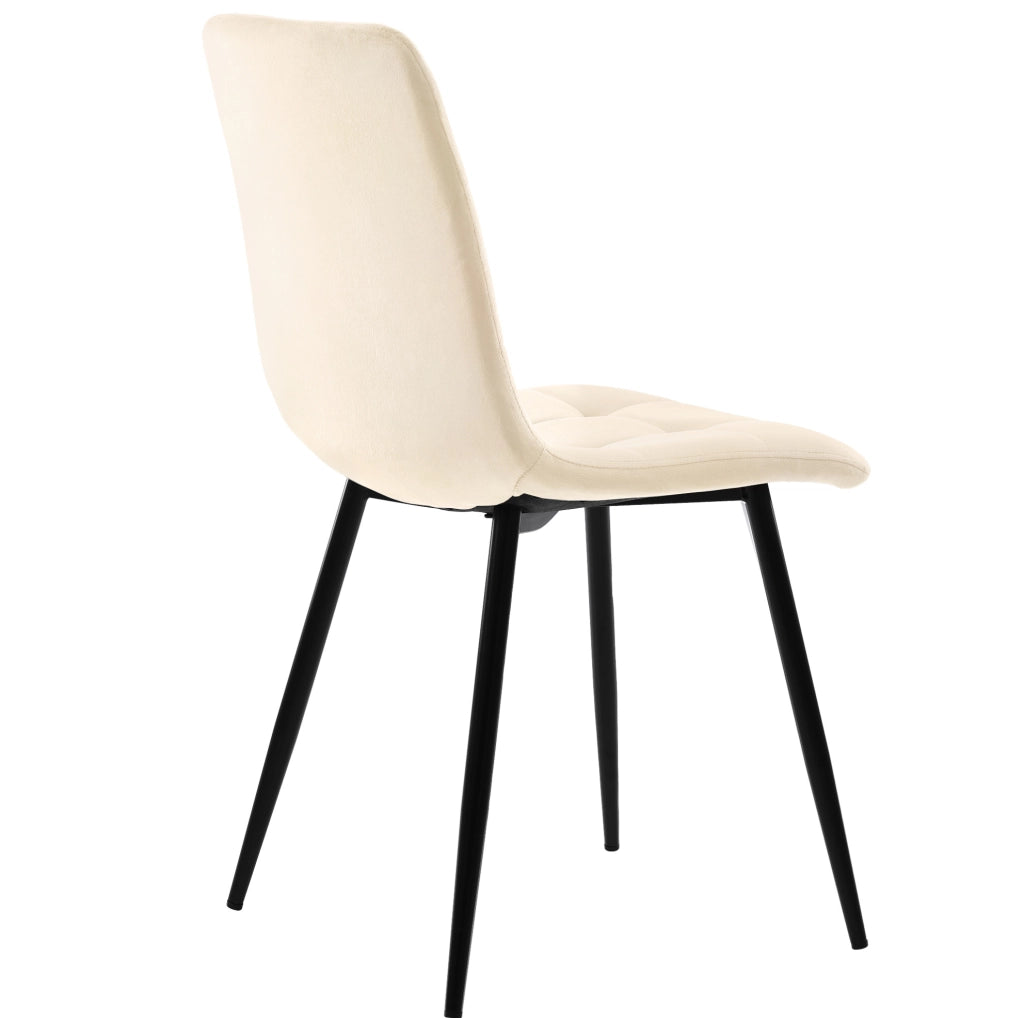 Set di 4 sedie da pranzo imbottite in velluto Antique White; 44x41x86 cm; con gambe in metallo