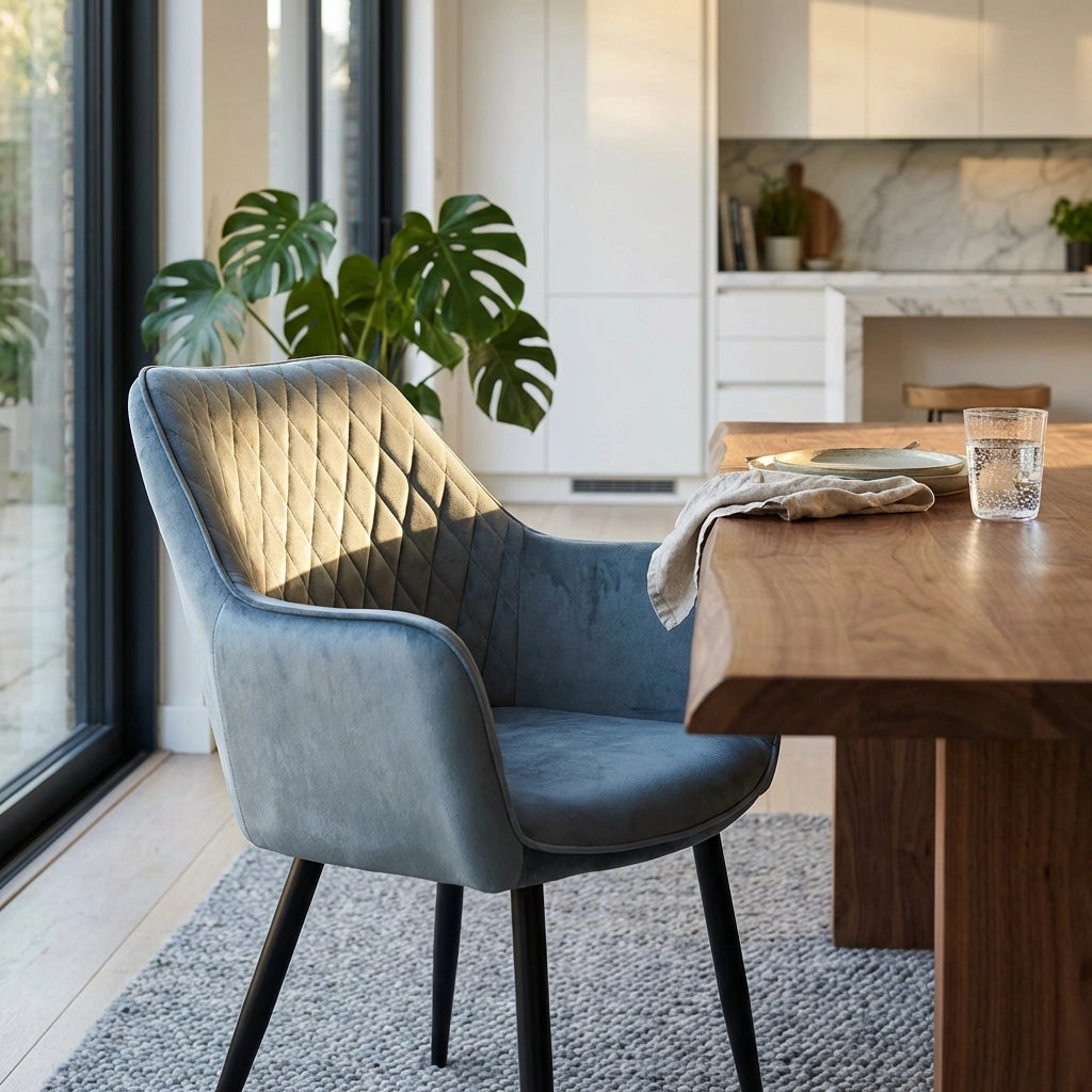 Poltrona per Sala da Pranzo in Velluto Metallo cm 48x62x83 - CALLIOPE