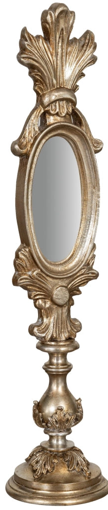 Biscottini SPECCHIERA DA APPOGGIO IN LEGNO FINITURA FOGLIA ARGENTO ANTICATO MADE IN ITALY