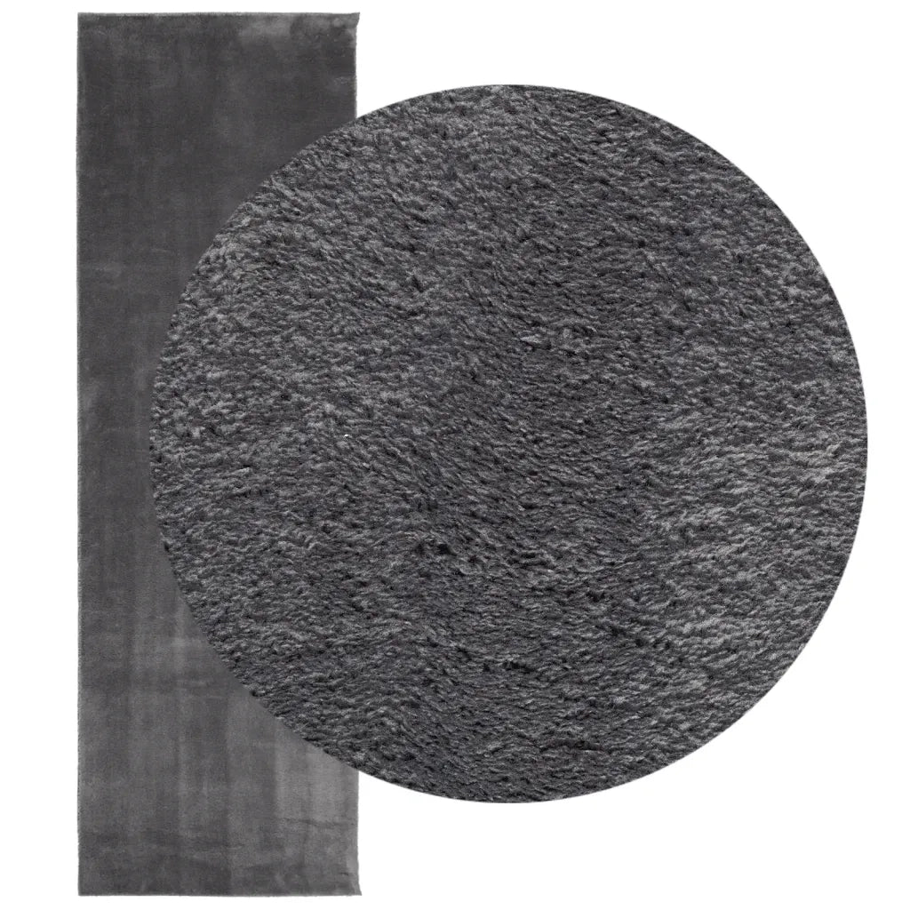 Tappeto a Pelo Corto HUARTE Morbido Lavabile Antracite 80x250cm 374997