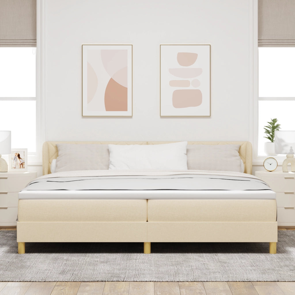 Letto Box Spring con Materasso - Crema - 200x200 cm - Tessuto