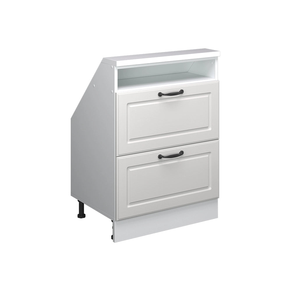 Mobile sottotetto Rion Bianco rustico/Bianco con 2 cassetti Vicco