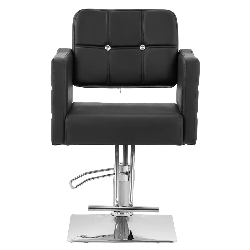 Poltrona professionale per parrucchiere con poggiapiedi altezza seduta 45-55 cm 150 kg acciaio inox PU nero 14_0008959