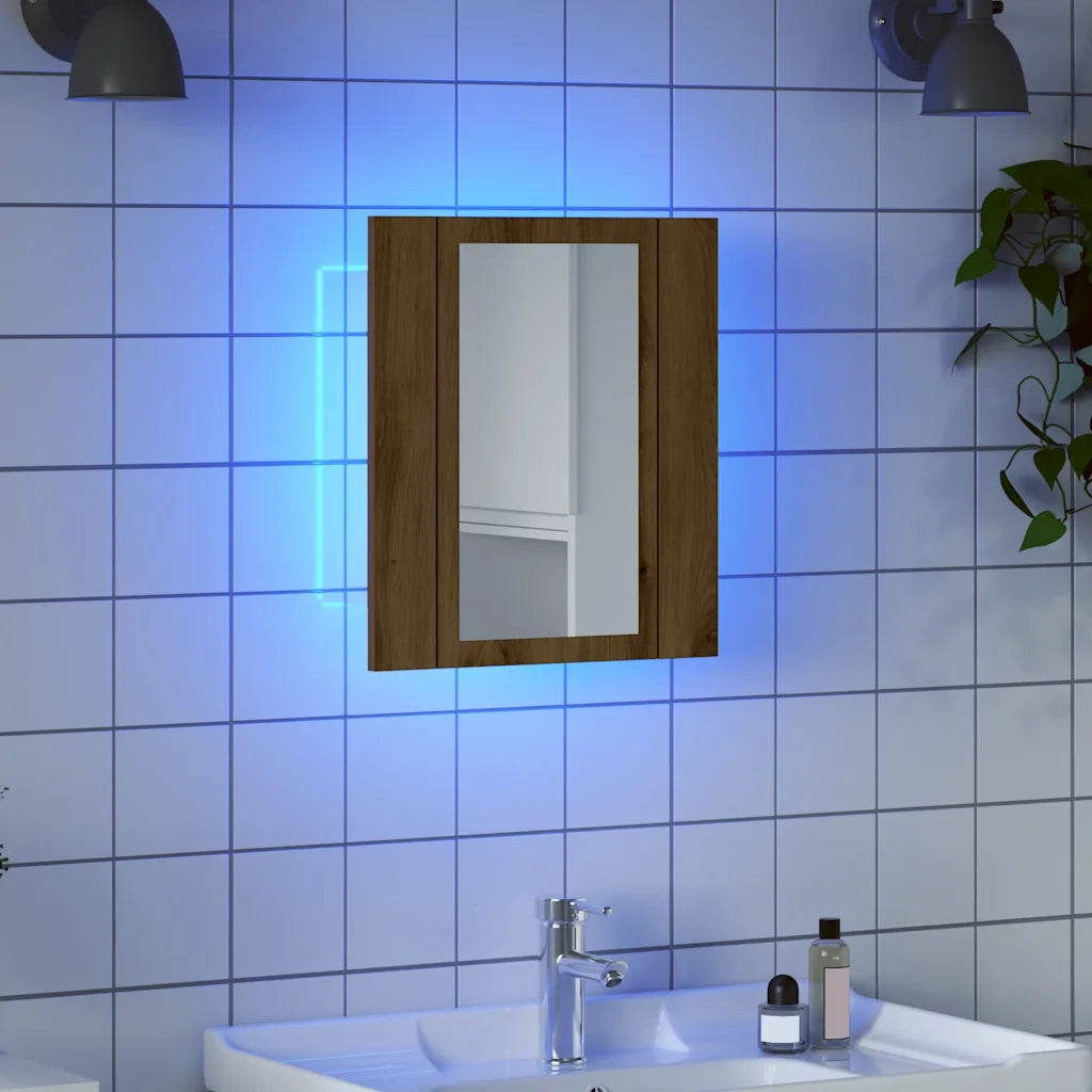 Mobile Bagno Specchio LED Rovere 40x12x45 cm Multistrato 856280