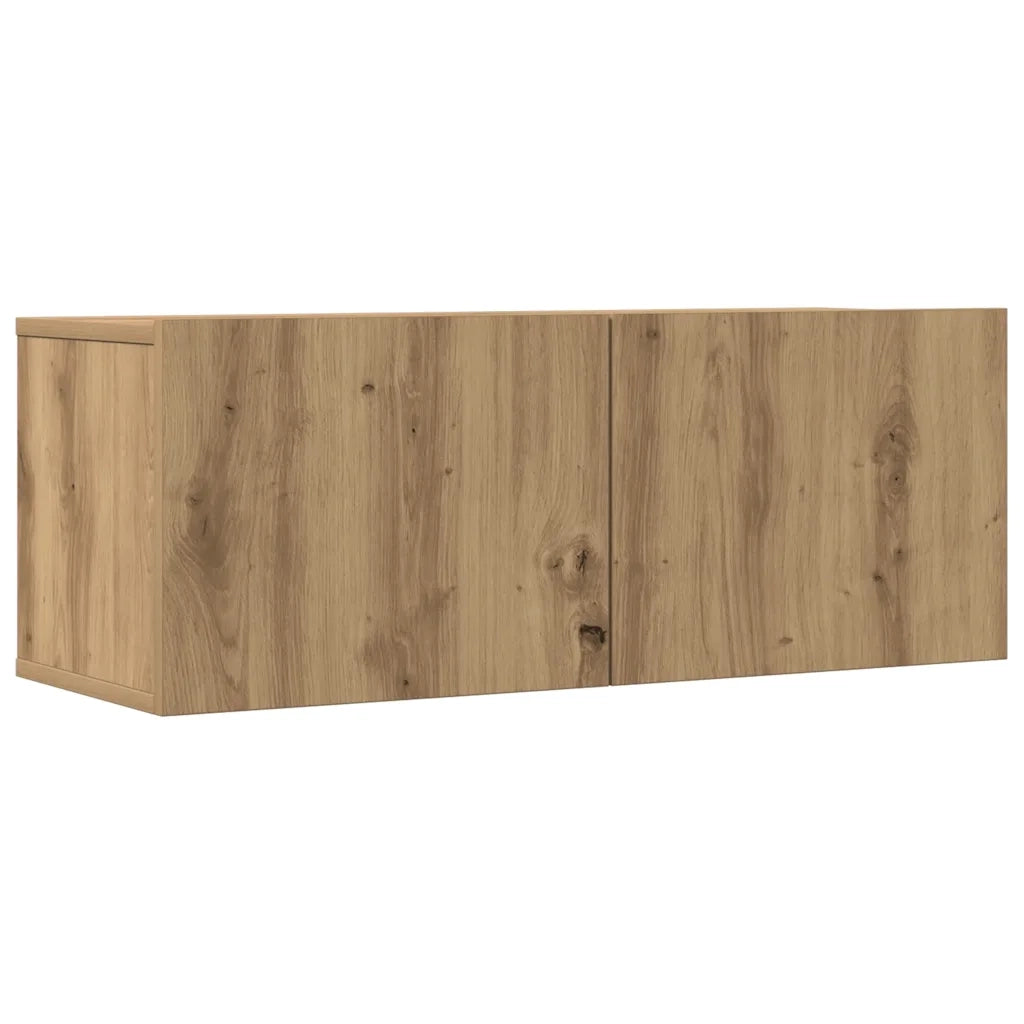 Set Mobile TV 4 pz Montato a Parete Rovere in Legno Multistrato 3329220