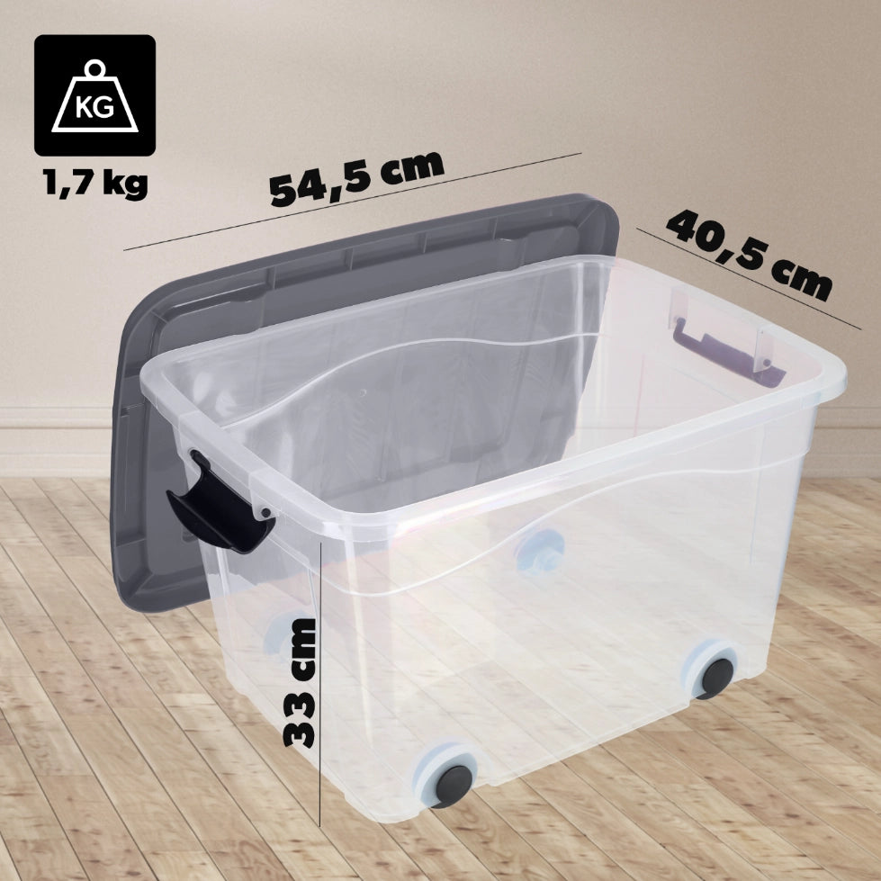 Contenitore per giocattoli KADAX, grande scatola con ruote, in plastica, grande 40 litri