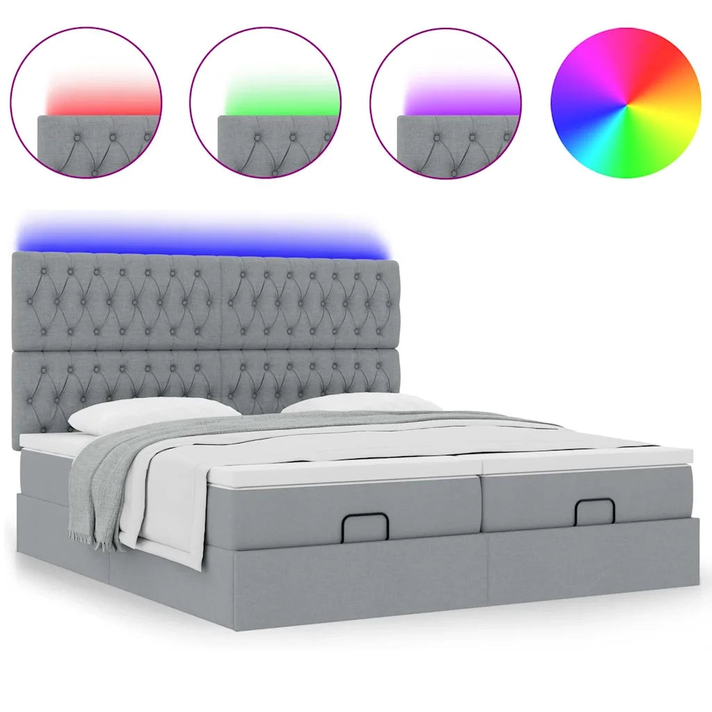 Struttura Letto Pouf con Materassi 200x200 cm in Tessuto 3314569
