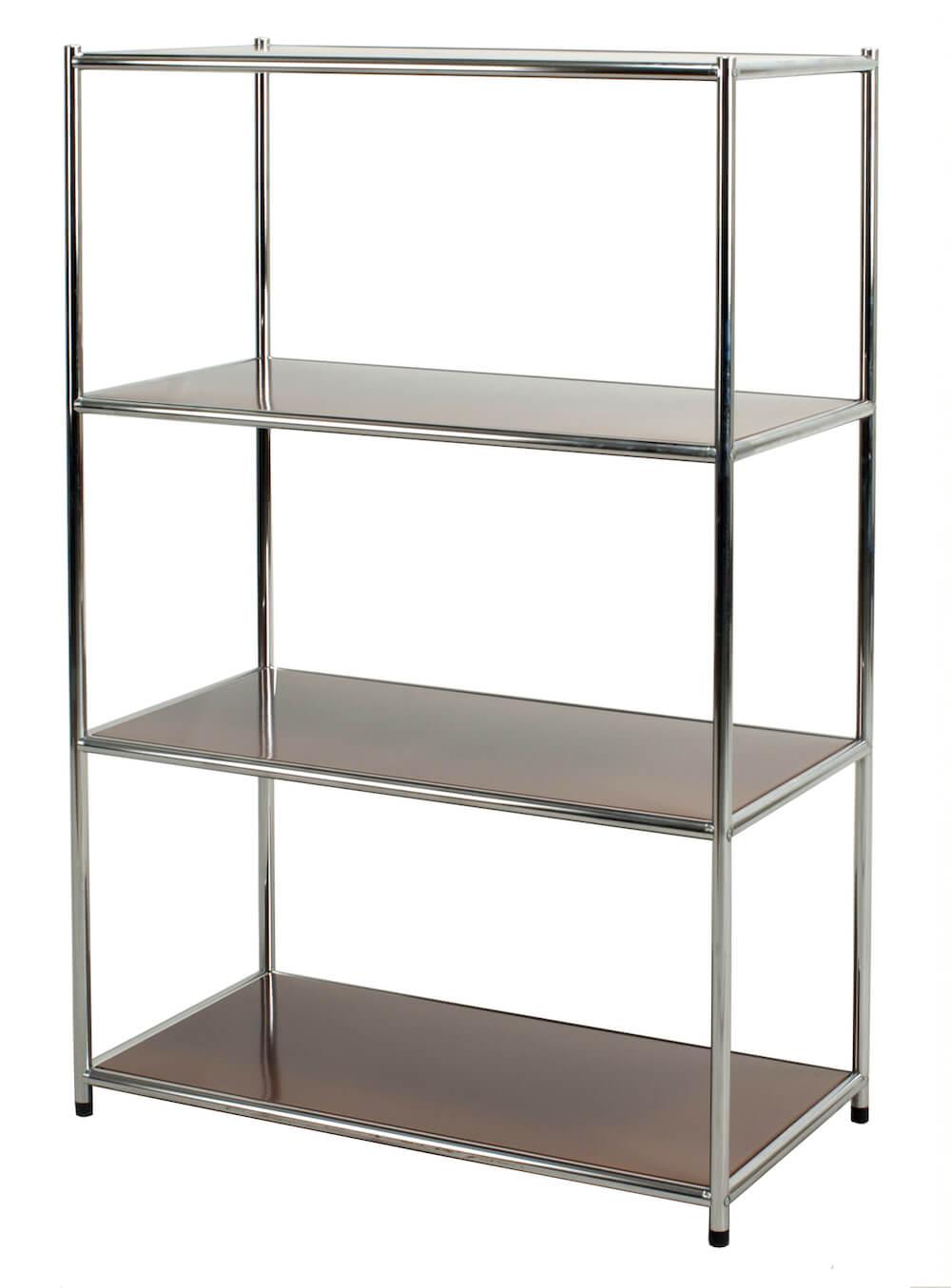 Scaffale in Acciaio Cromato 4 Ripiani Marroni Tosini E-408012B
