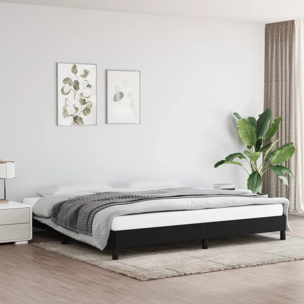 Letto matrimoniale | Letto per adulti | Giroletto senza Materasso Nero 200x200 cm in Tessuto