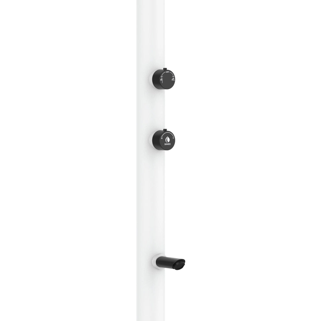 SINED Doccia in Alluminio Bianco con Soffione LED Quadrato e Termometro LCD Doppio Attacco Acqua Posizionabile InternoEsterno Altezza 2235 cm Modello LUNA ALU BIANCA LED