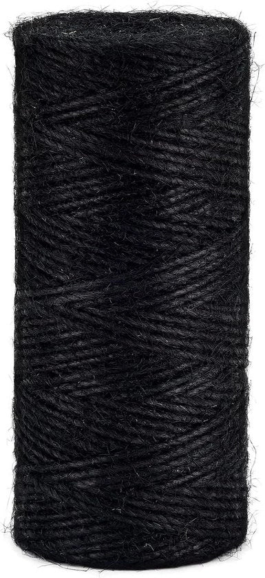 Tessuto di Juta 2 mm - circa 160 m - Nero - Corda per Pacchi per Attività di Ricamo - Decorazione Giardino