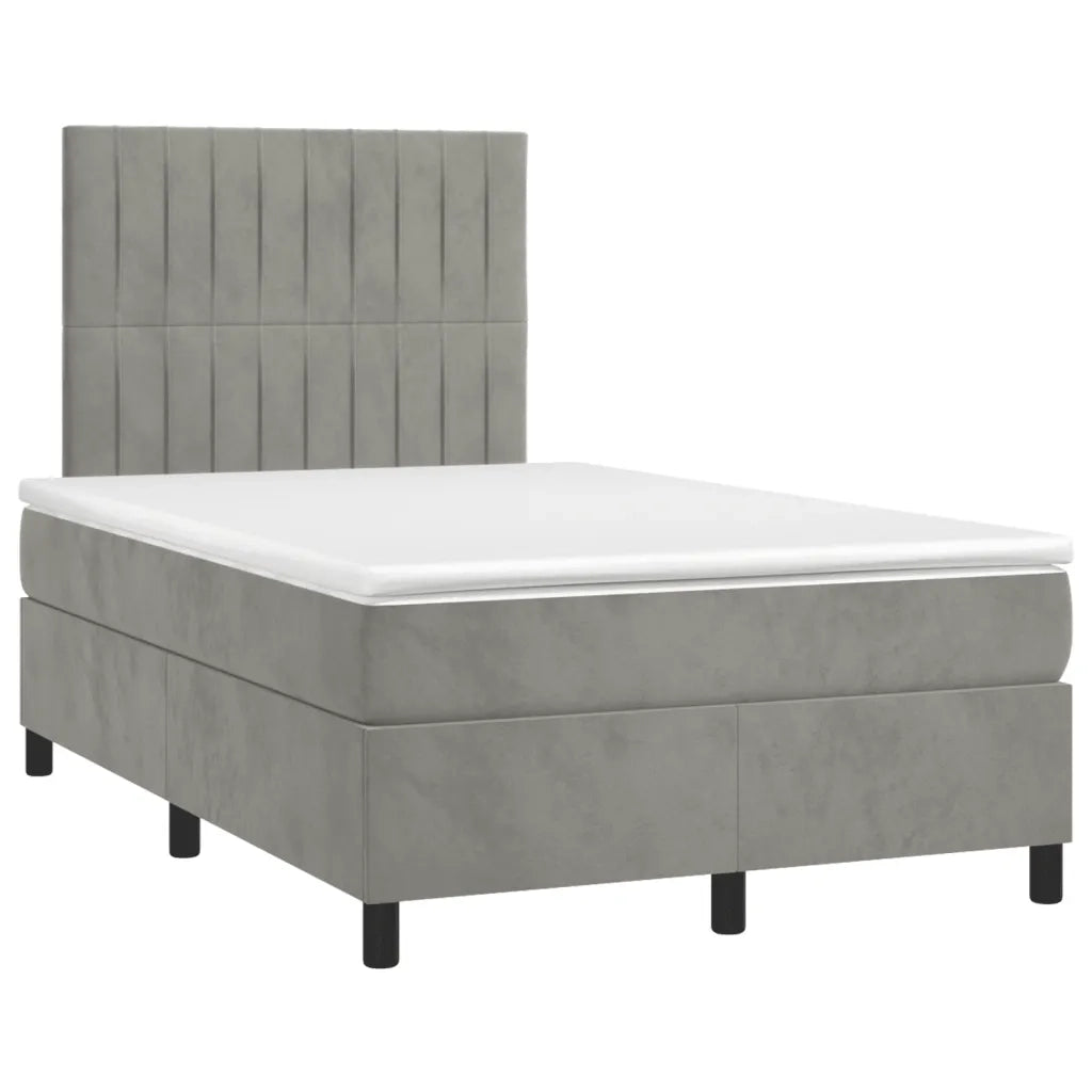 Giroletto a Molle con Materasso Grigio Chiaro 120x200cm Velluto cod mxl 123767