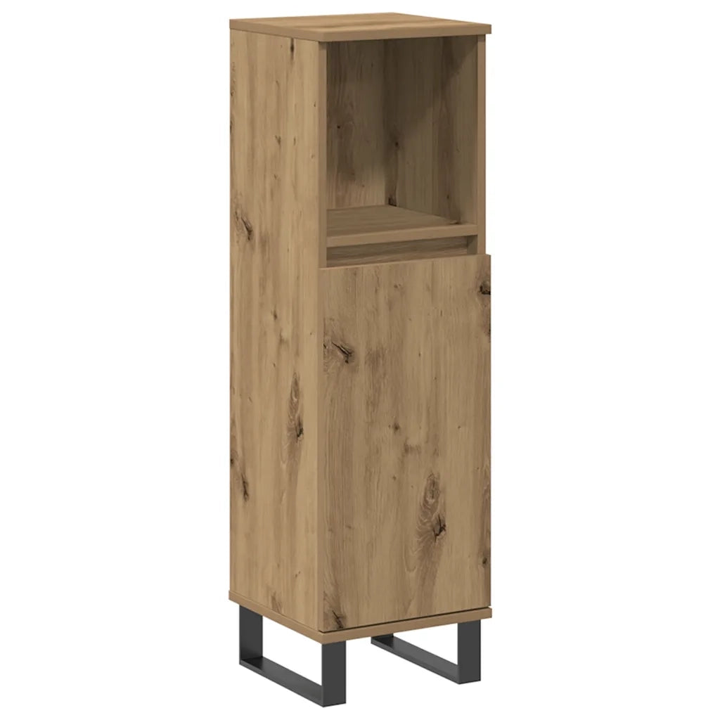 Armadietto da Bagno Rovere Artigianale 30x30x100 cm Truciolato 857212
