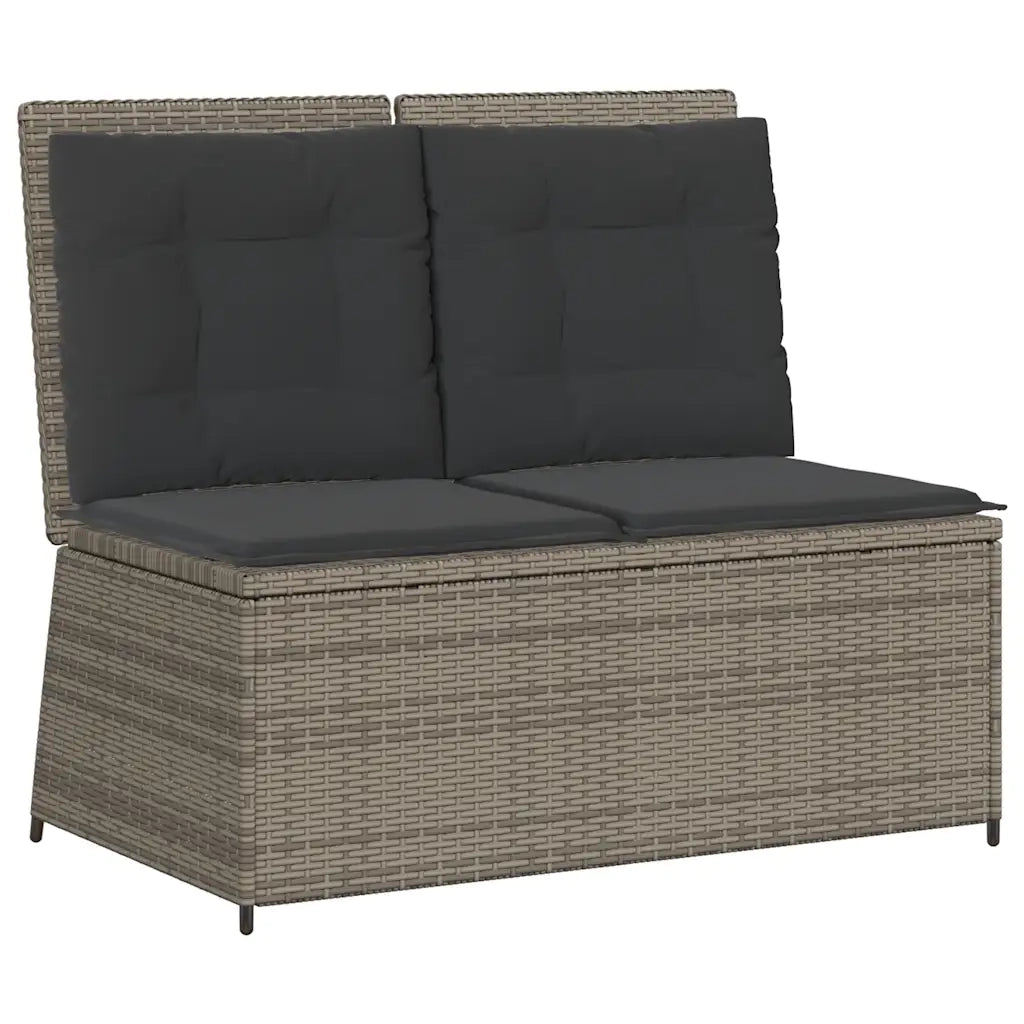 Panca Reclinabile da Giardino con Cuscini-Sgabello-Sedia da esterno Grigia in Polyrattan 571825