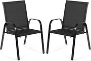 Set di 2 Sedie da Giardino, Sedie da Giardino per Patio in Textilene, con Braccioli Curvi, Telaio in Metallo, Sedia da Bistrot Portata 200 kg, Per Giardino Patio, 56 x 72 x 90 cm (Nero)