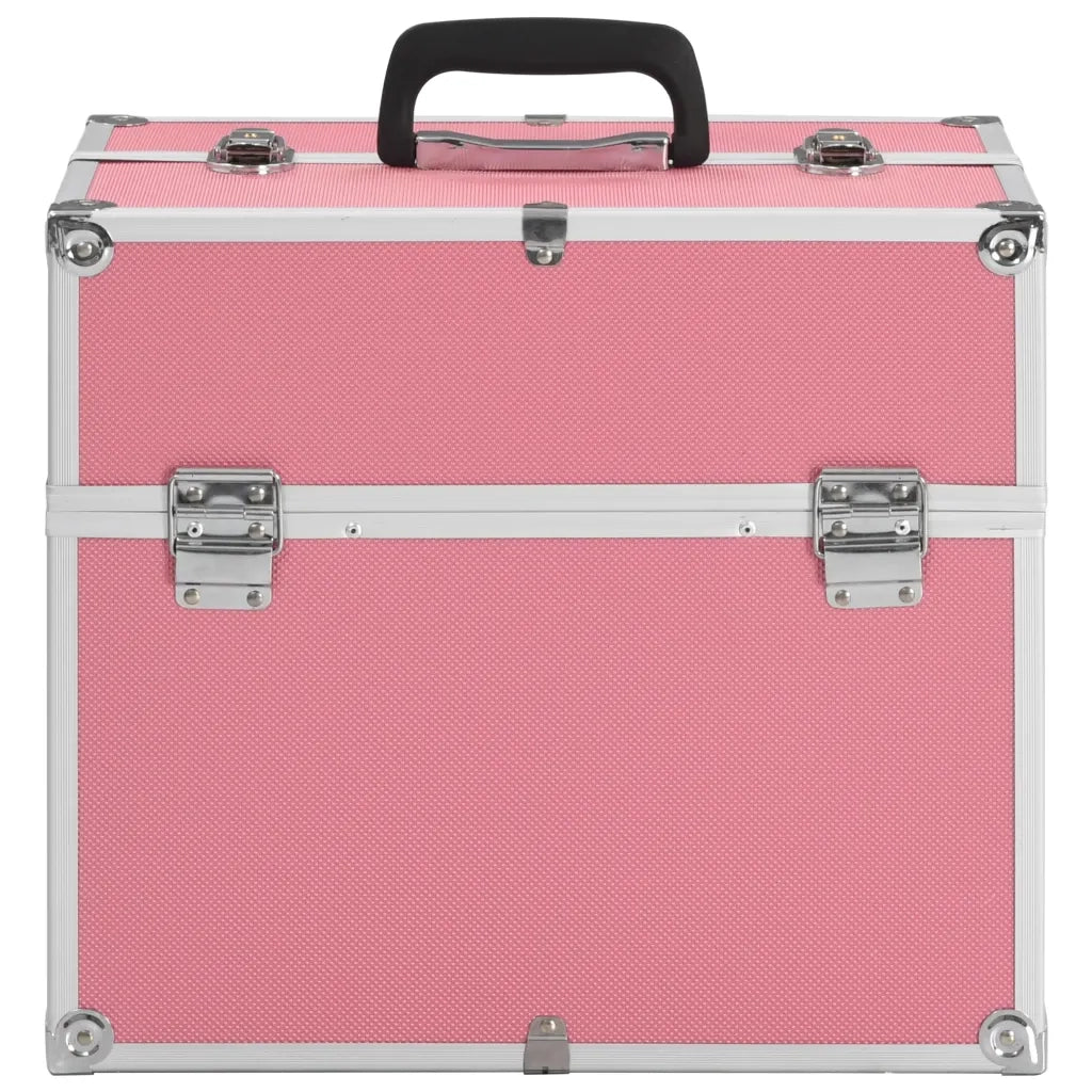 Valigia per Cosmetici 38x23x34 cm Rosa in Alluminio